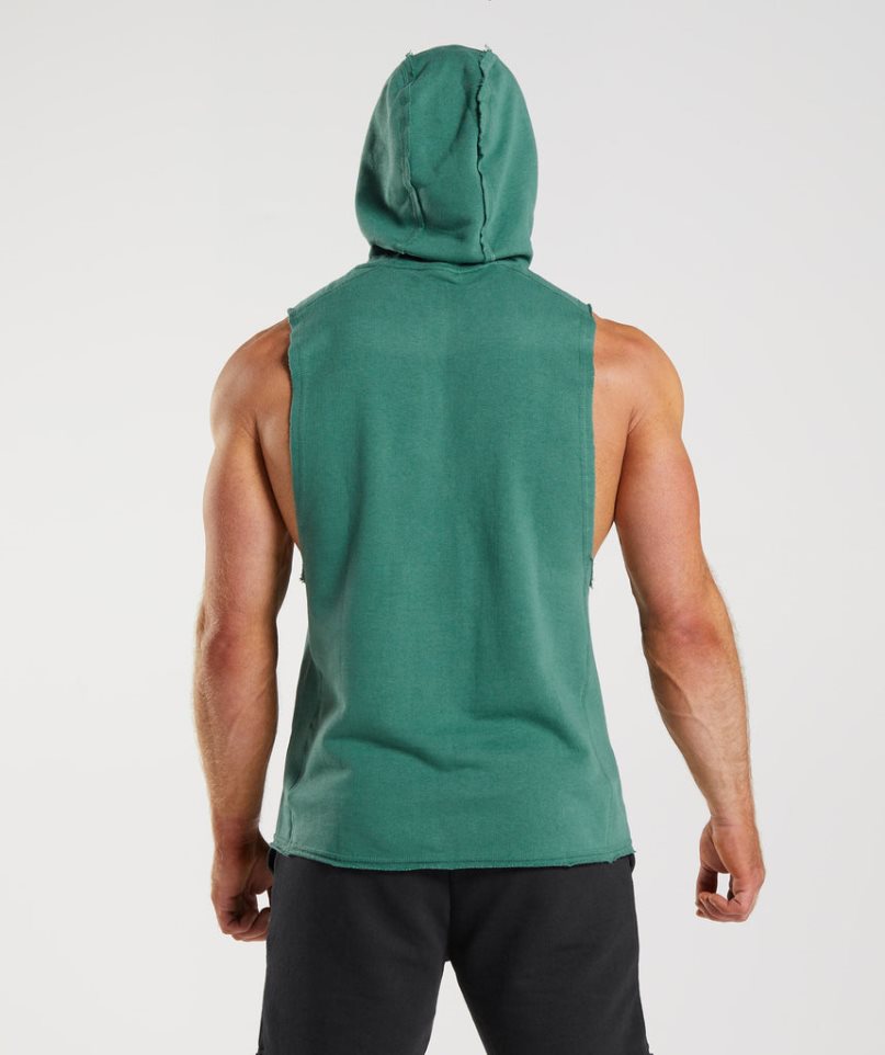 Men's Gymshark Legacy Drop Arm Hoodie Green | NZ 4MXFND